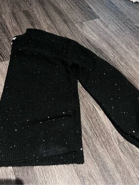LOFT Black Sequin V-neck Sweater